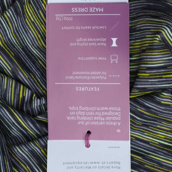 Rab Womens Maze Climbing Dress BNWT Size XS Sulpher Tank Top Dress Cross Back - Picture 11 of 11